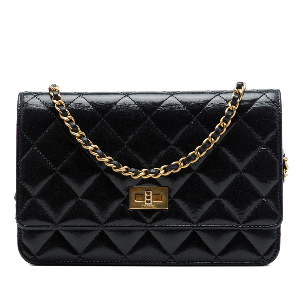 Pre-Loved Chanel Quilted Aged Calfskin Reissue 2.55 Wallet on Chain